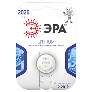 Батарейка дисковая CR2025 BL1 ЭРА 